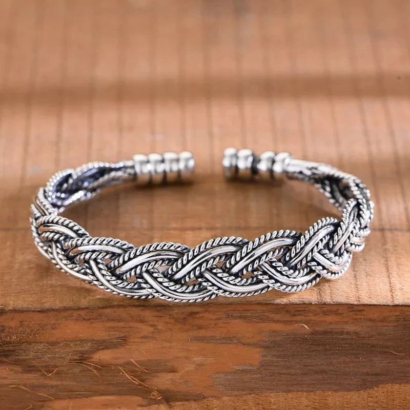 ENSHIR Silver-Color Waterproof Simple Cuff Bangle Bracelet