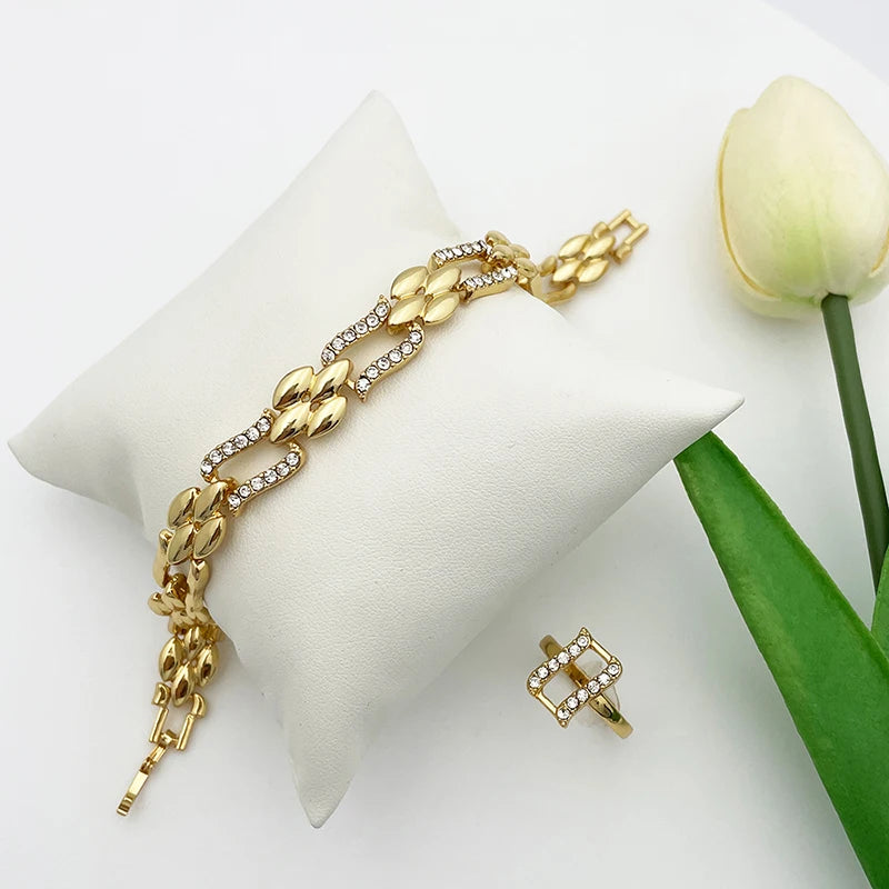 ChooseMe Dubai Gold Cuban Necklace & Earrings Jewelry Set