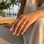 Light Luxury Adjustable Stainless Steel Coin & Chain Open Ring