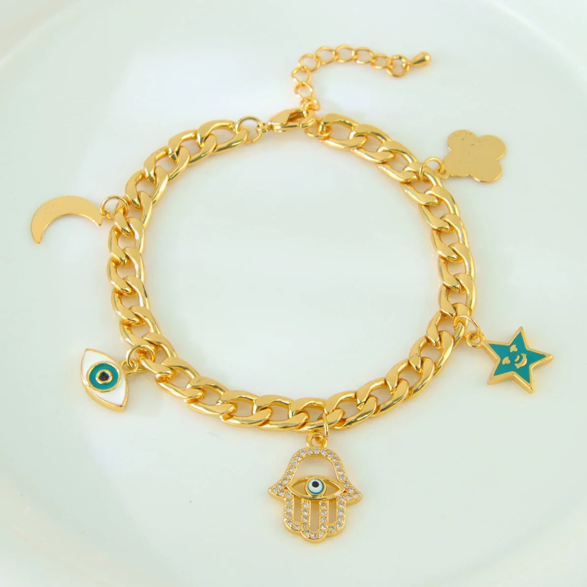 Fashion Arabic Dubai Gold-Color Charm Bracelet
