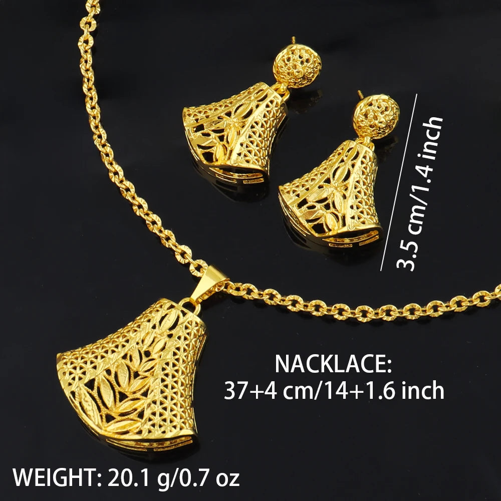 dubai 18k gold color jewelry set for woman wedding party necklace earrings sets indian jewelry set free shipping Wholesale
