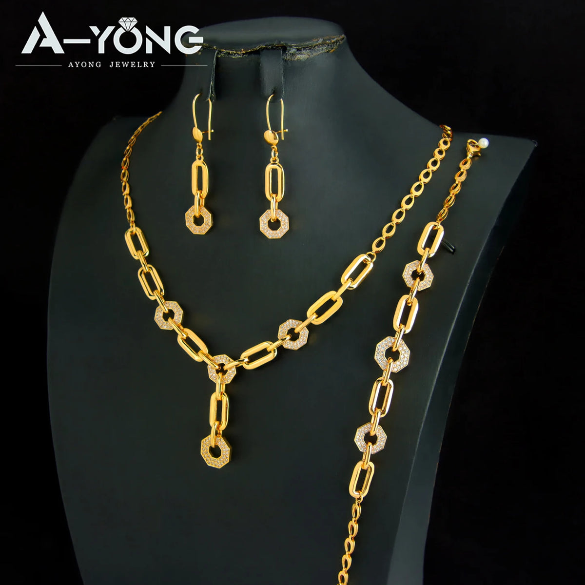 Dubai Gold Plated Italian Zirconia Set