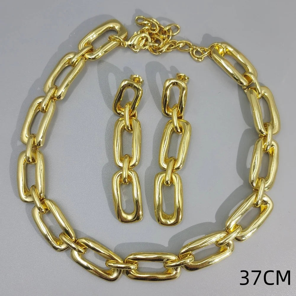ChooseMe 2026 Metallic Irregular Geometric Earrings & Necklace Set