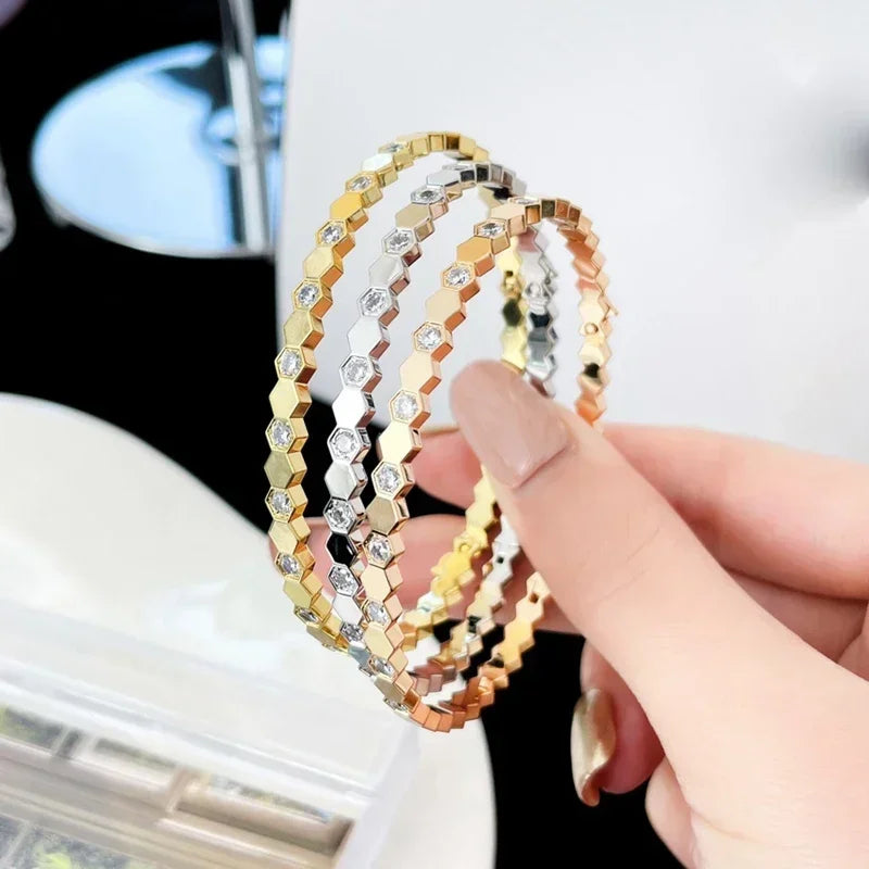 Silver & Honeycomb Gold Luxury Designer Bracelet