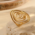 DOTIFI Stainless Steel Geometric Spiral Open Ring For Men And Women, Retro, Unique, Exaggerated Design Adjustable Ring Jewellery