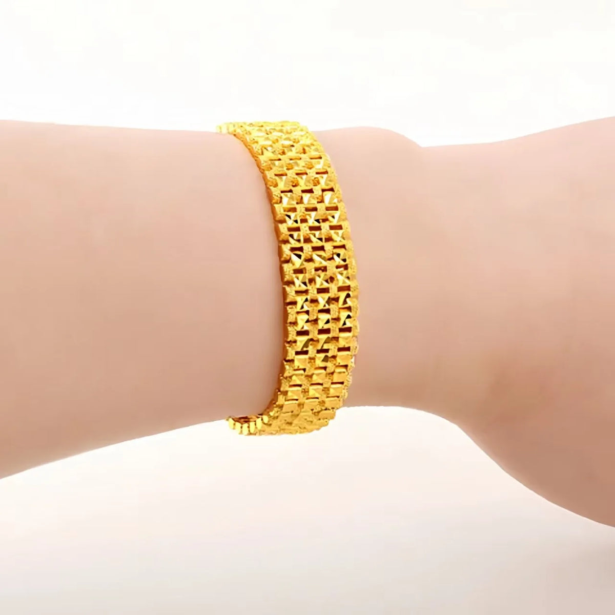 Luxury 24K 9999 Pure Gold real gold Three-row watch chain men's fashion generous bracelet