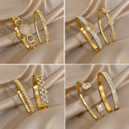 Bracelet jonc empilable géométrique en zircon brillant étanche en acier inoxydable