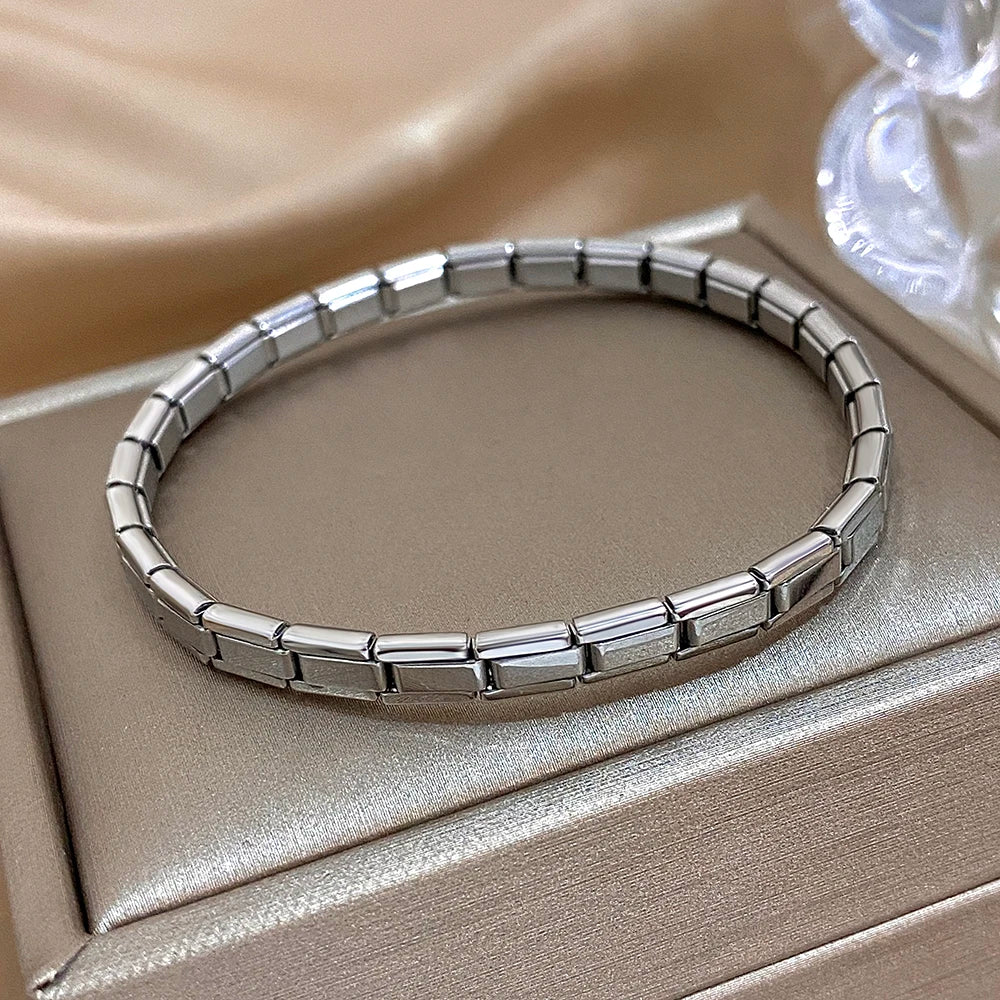 ChooseMe Five-Layer 10mm Beaded Two-Tone Stainless Steel Watch-Chain Bangle