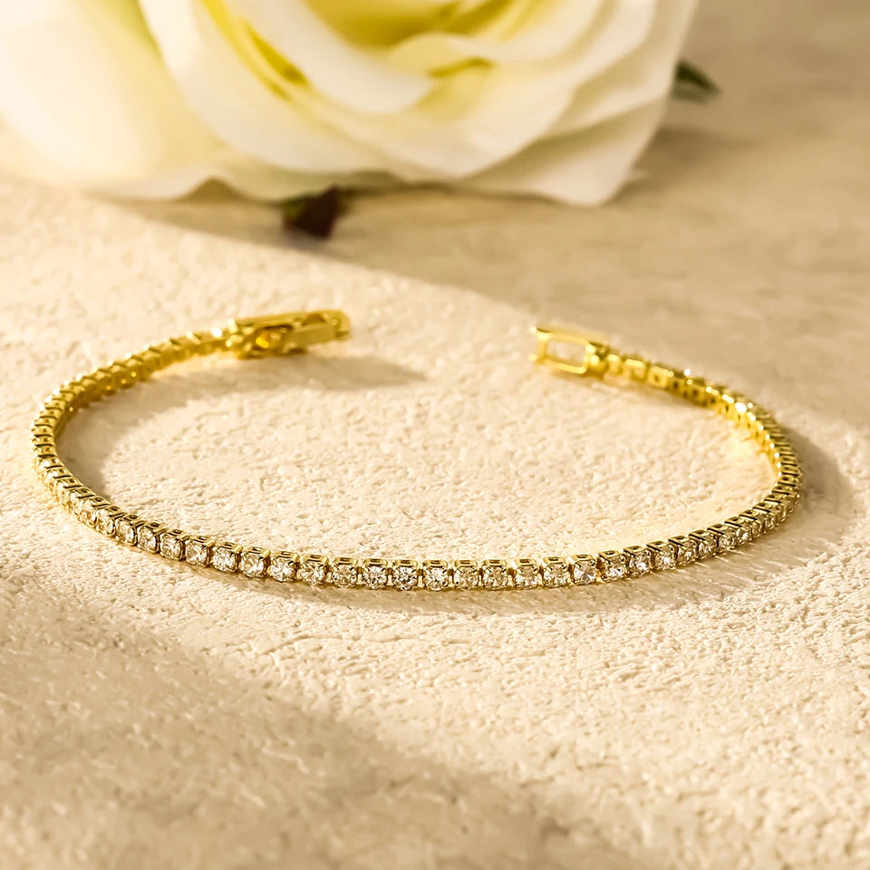 1- to 3-Piece Gold-Color Stainless Steel Sparkling Zircon Stacking Bangles