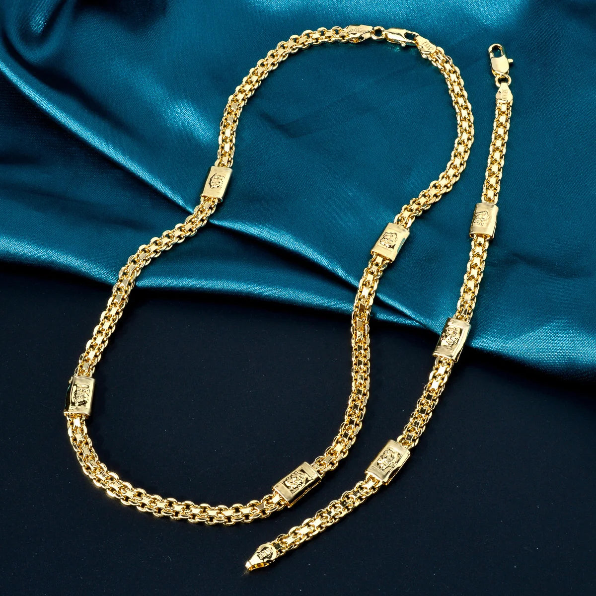 ChooseMe Dubai Hip Hop 18K Gold-Plated Link Chain Choker & Bracelet Set