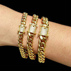 ChooseMe Bracelet gourmette en acier inoxydable avec cristaux Miami