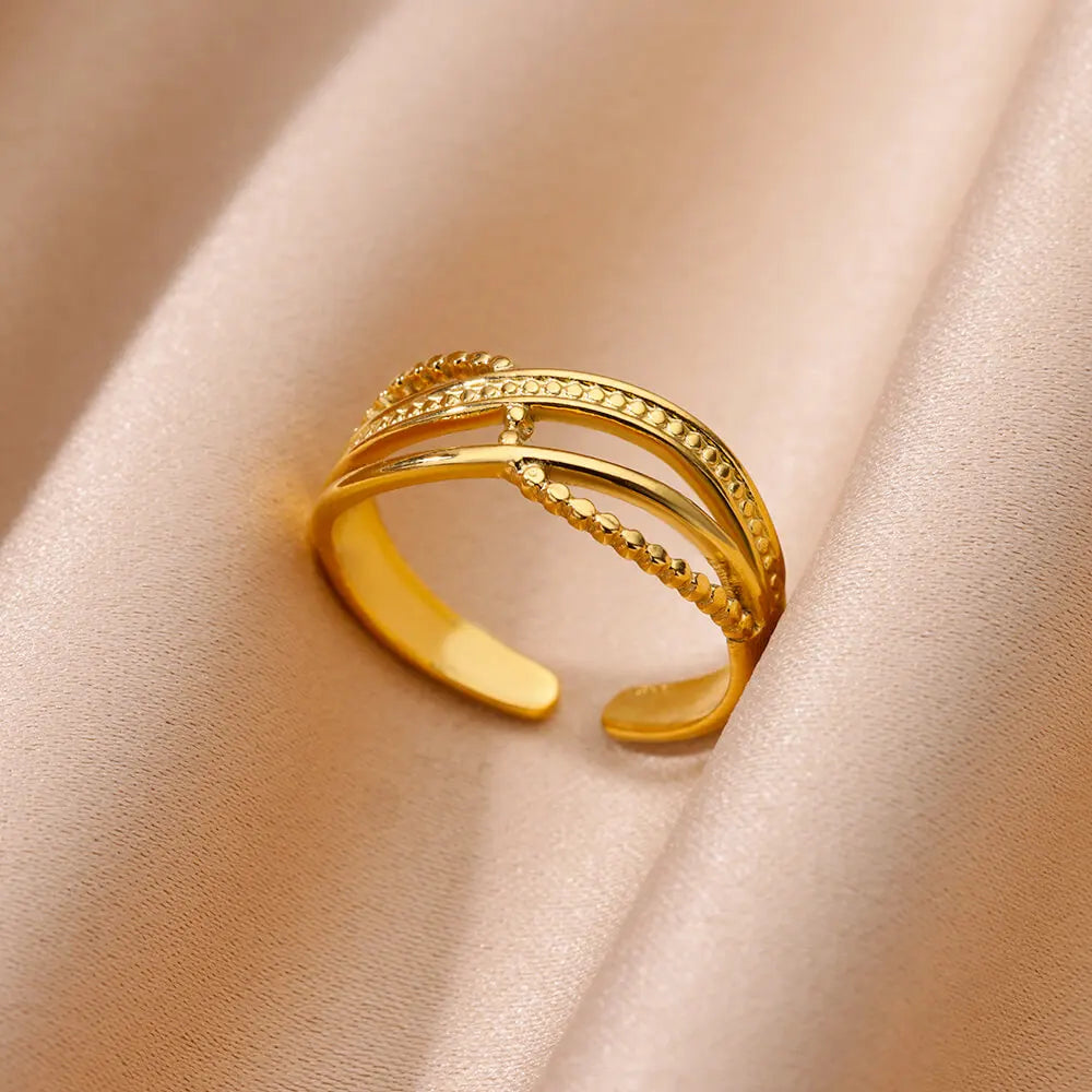 Stainless Steel Chunky Wide Geometric Open Ring