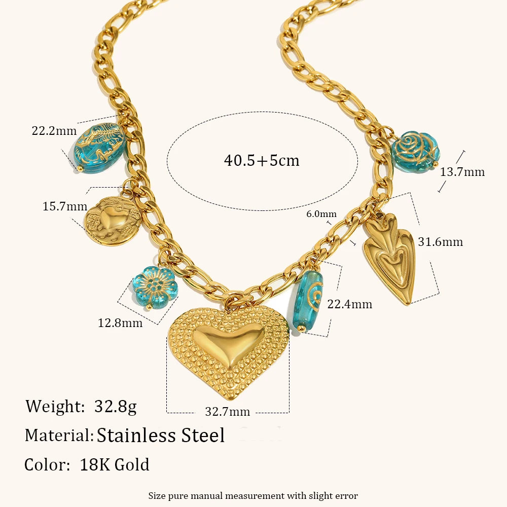 La. Muses Gold Retro Sun Moon Pendant Necklace