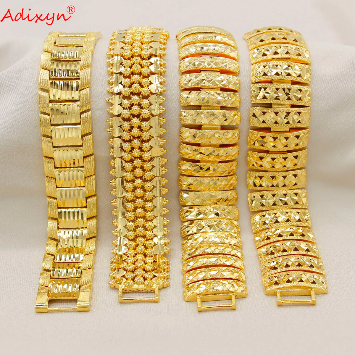 Adixyn(4 desigh)Luxury Gold Color Dubai Chain Link Bracelets For Women Men African Ethiopian Bangles Wedding Jewelry Party Gifts