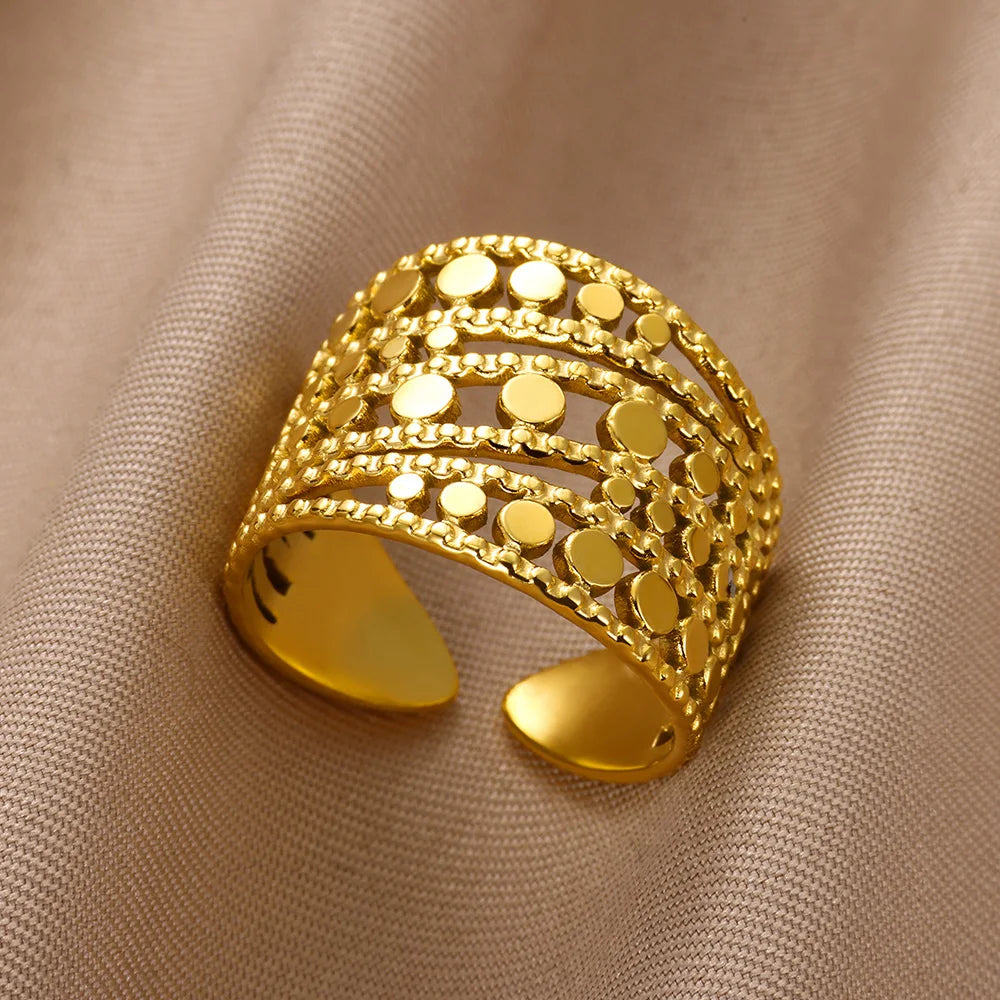 Stainless Steel Chunky Wide Geometric Open Ring
