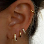 4 Pièces Boucles d'oreilles plaqué or avec zircon pour femmes, ensemble de bijoux fantaisie en cuivre pour cartilage, piercing, cadeau pour fête et usage quotidien