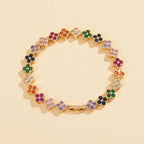 Colorful Lucky Four-Leaf Flower High-End Zircon Bracelet