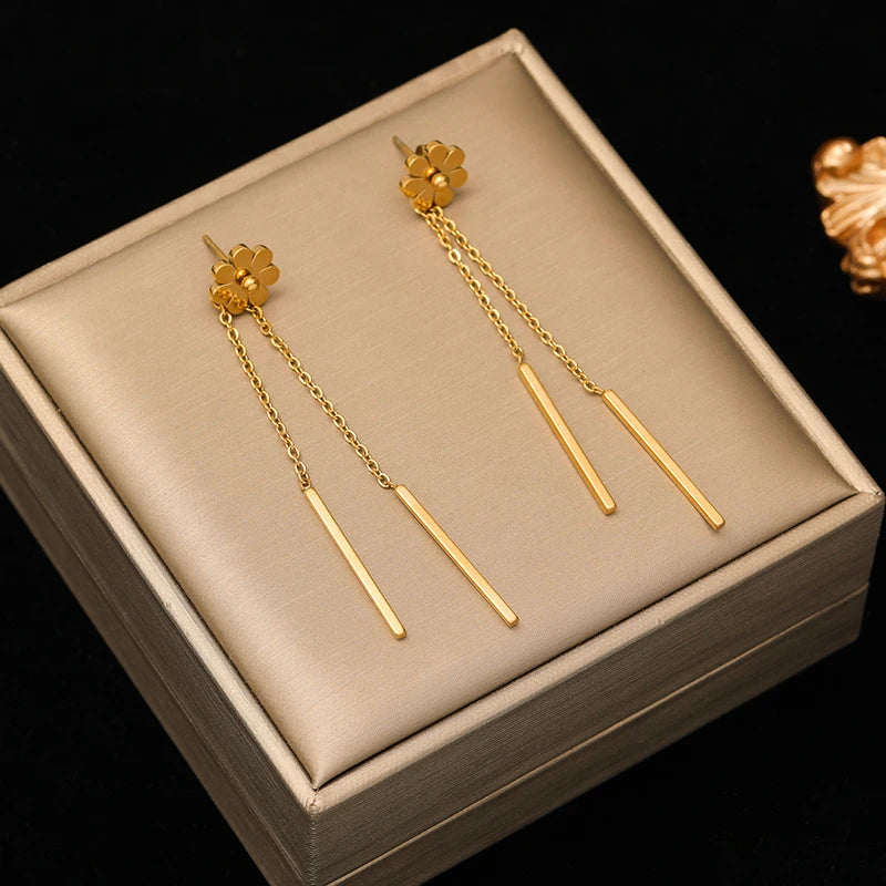 EILIECK 316L Stainless Steel Cute Flower Necklace Earrings Fashion Exquisite Waterproof Jewelry Set For Women Girl Charm Gift