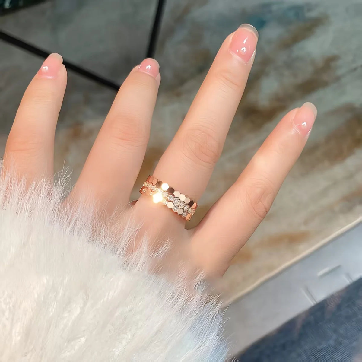 Sterling Silver Vintage Geometric Zircon Ring
