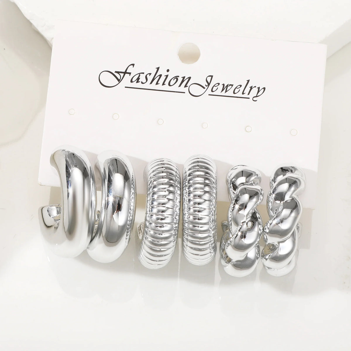 Smooth Gold Waterdrop Hoop Earring Set 6pcs