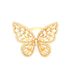 Rétro Émail Creux Papillon Cuivre Luxe Femmes Cristal Zircon Ras du cou Bague Déclaration Bijoux de Mode Femme Cadeau Femme