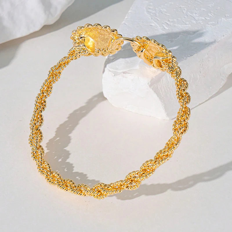 Snake-Shape Gold-Color Open Charm Wedding Anklet & Arm Bracelet