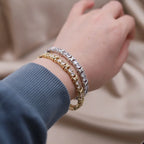 2024 French new design fashion jewelry two-color plated zircon letter X opening bracelet elegant women's daily work accessories