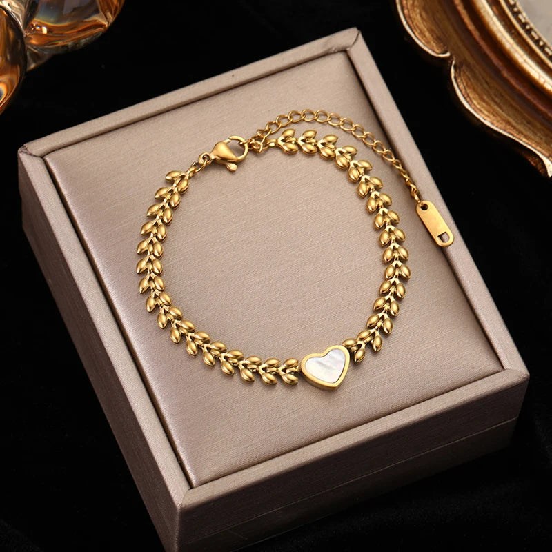 EILIECK Stainless Steel Handmade Fashion Chain Bracelet For Women 18K Gold PVD Plated Rust Proof Textured Unisex Jewelry Gift