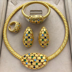 ChooseMe Luxury Flower Dubai CZ Bridal 4PCS Jewelry Set