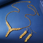 Middle East Fashion Elegant High Grade Copper Wheat Ear Pattern Fashion Women's Jewelry Set, 1 Necklace and 1 Pair of Earrings