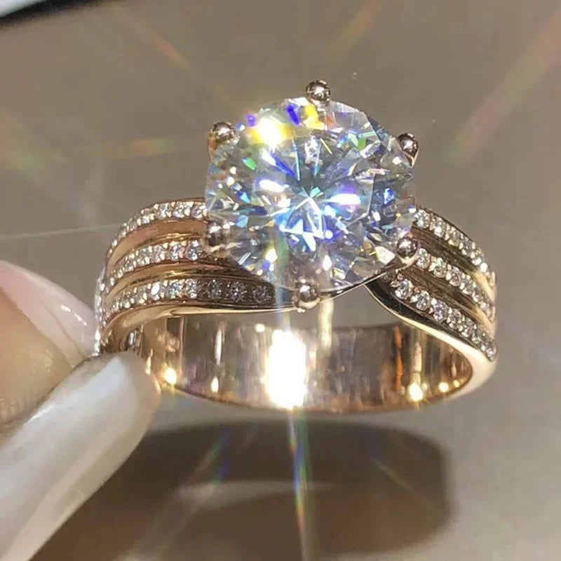 Gorgeous Solitaire Zirconia Bridal Wedding Rings Gold Color Engagement Party Brilliant Women Jewelry Anillos De Mujer Кольцо