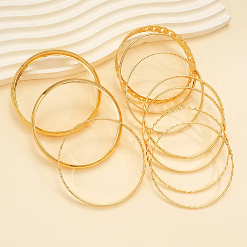 10 Pcs Trendy Multilayer Twisted Bangle Set