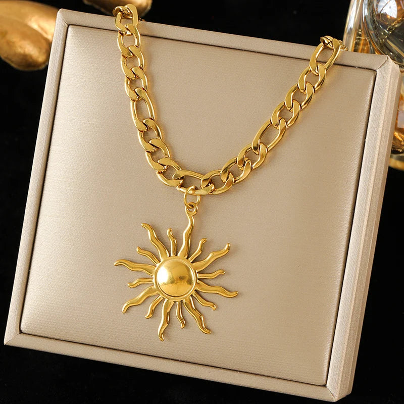 EILIECK 316L Stainless Steel Metal Gold Color Heart Chain Collar Necklace For Women Trendy Waterproof Neck Chain Jewelry Gift