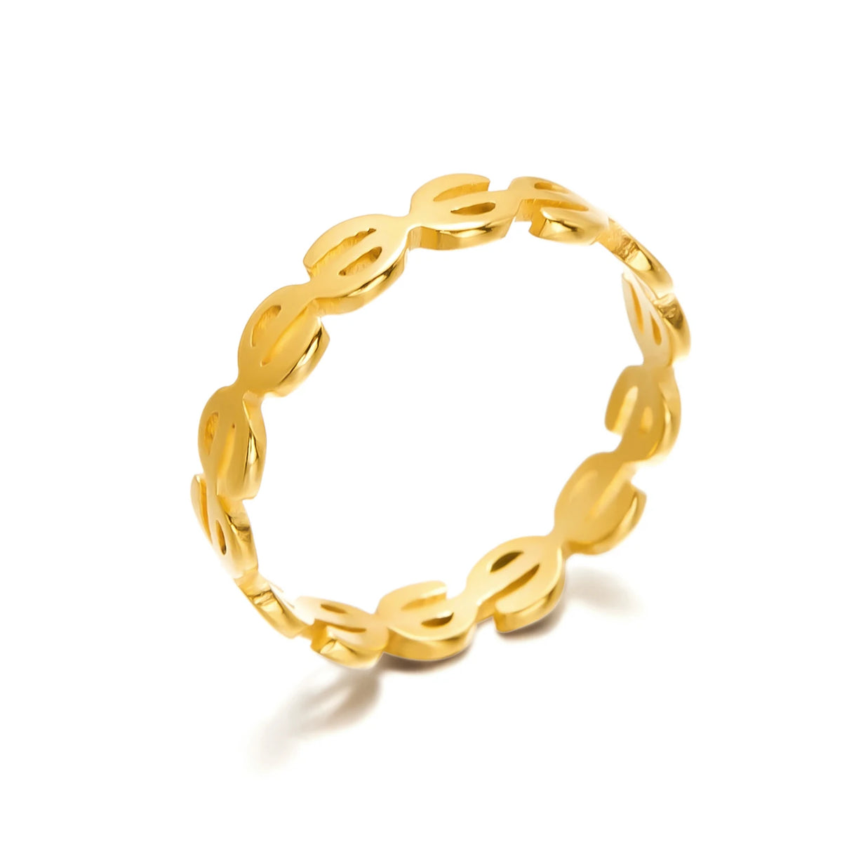 Light Luxury Adjustable Stainless Steel Coin & Chain Open Ring