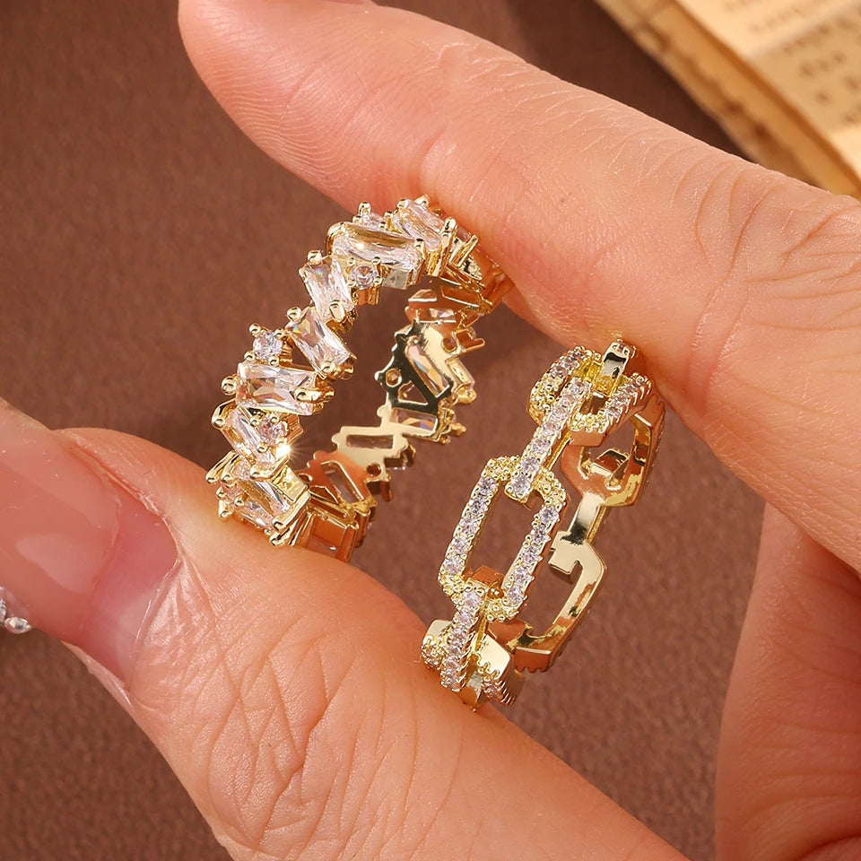 Classic Silver-Color Water Drop Cubic Zirconia Engagement & Wedding Ring Set