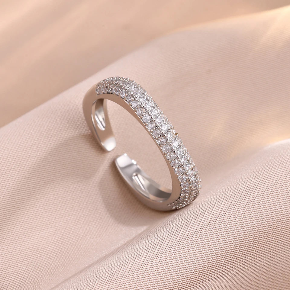 ZAKOL Bijoux Luxe Brillant Micro Pavé Zircone Quadrilatère Bracelet Bague Ensemble Mode Toutes Saisons Joncs Bijoux de Fête pour Femmes