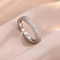 ZAKOL Bijoux Luxe Brillant Micro Pavé Zircone Quadrilatère Bracelet Bague Ensemble Mode Toutes Saisons Joncs Bijoux de Fête pour Femmes