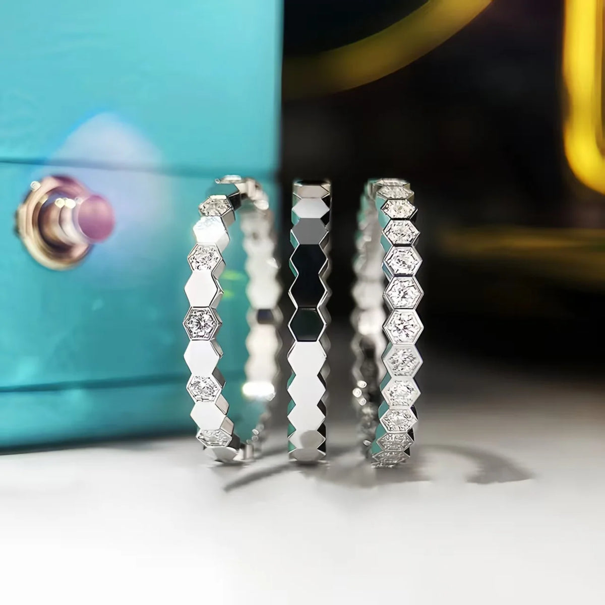 Sterling Silver Vintage Geometric Zircon Ring