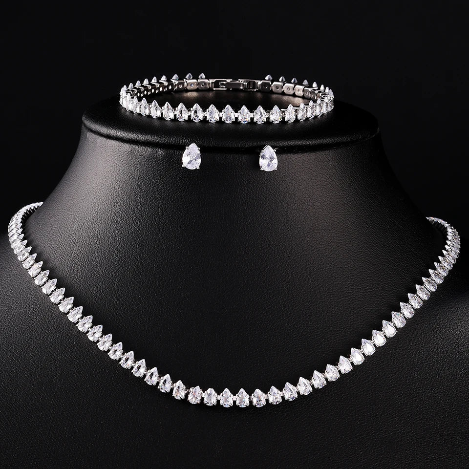ChooseMe Luxury Water Drop Zirconia Bridal Jewelry Set