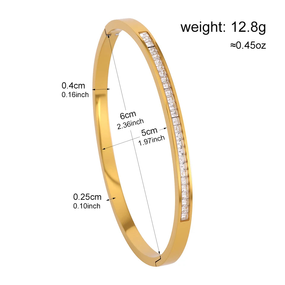 1- to 3-Piece Gold-Color Stainless Steel Sparkling Zircon Stacking Bangles