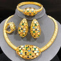 ChooseMe Luxury Flower Dubai CZ Bridal 4PCS Jewelry Set