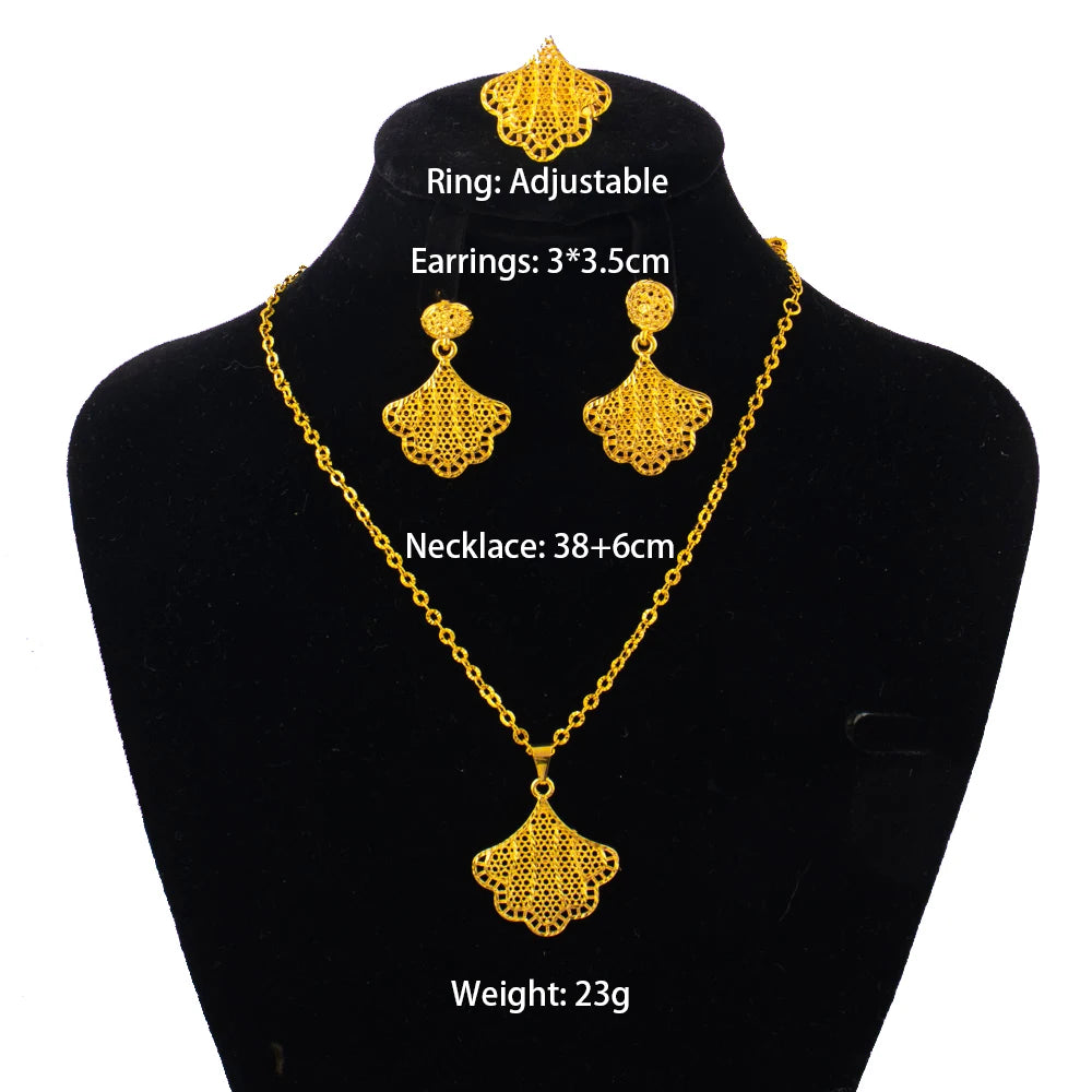 dubai 18k gold color jewelry set for woman wedding party necklace earrings sets indian jewelry set free shipping Wholesale