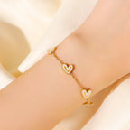 EILIECK 316L Stainless Steel Creative Heart Necklace Bracelet Earrings Set For Women Fashion Gold Color Waterproof Jewelry Gift