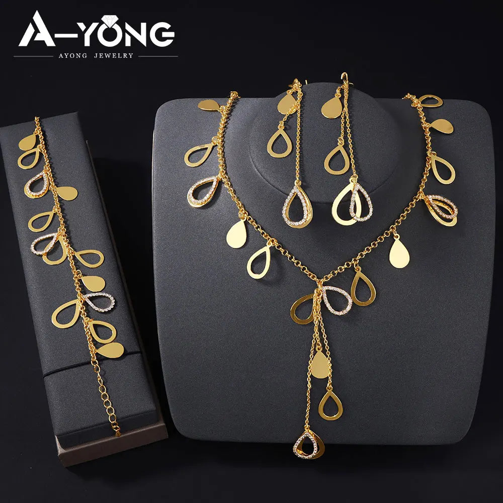 Parure de collier de luxe plaqué or de Dubaï, couleur or 21 carats, pendentifs italiens à pampilles, colliers ras du cou, bijoux de mariage pour femmes musulmanes saoudiennes