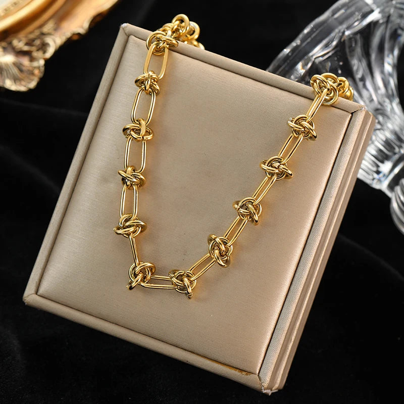 EILIECK 316L Stainless Steel Waterproof Oval Necklace For Women 18K Gold PVD Plated Coarse Collar Neck Chain Jewelry Lady Gift