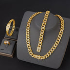 ChooseMe Arabic Dubai Vintage 21K Gold-Plated Cuban Chain & Zirconia Set