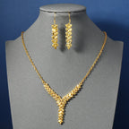 Middle East Fashion Elegant High Grade Copper Wheat Ear Pattern Fashion Women's Jewelry Set, 1 Necklace and 1 Pair of Earrings