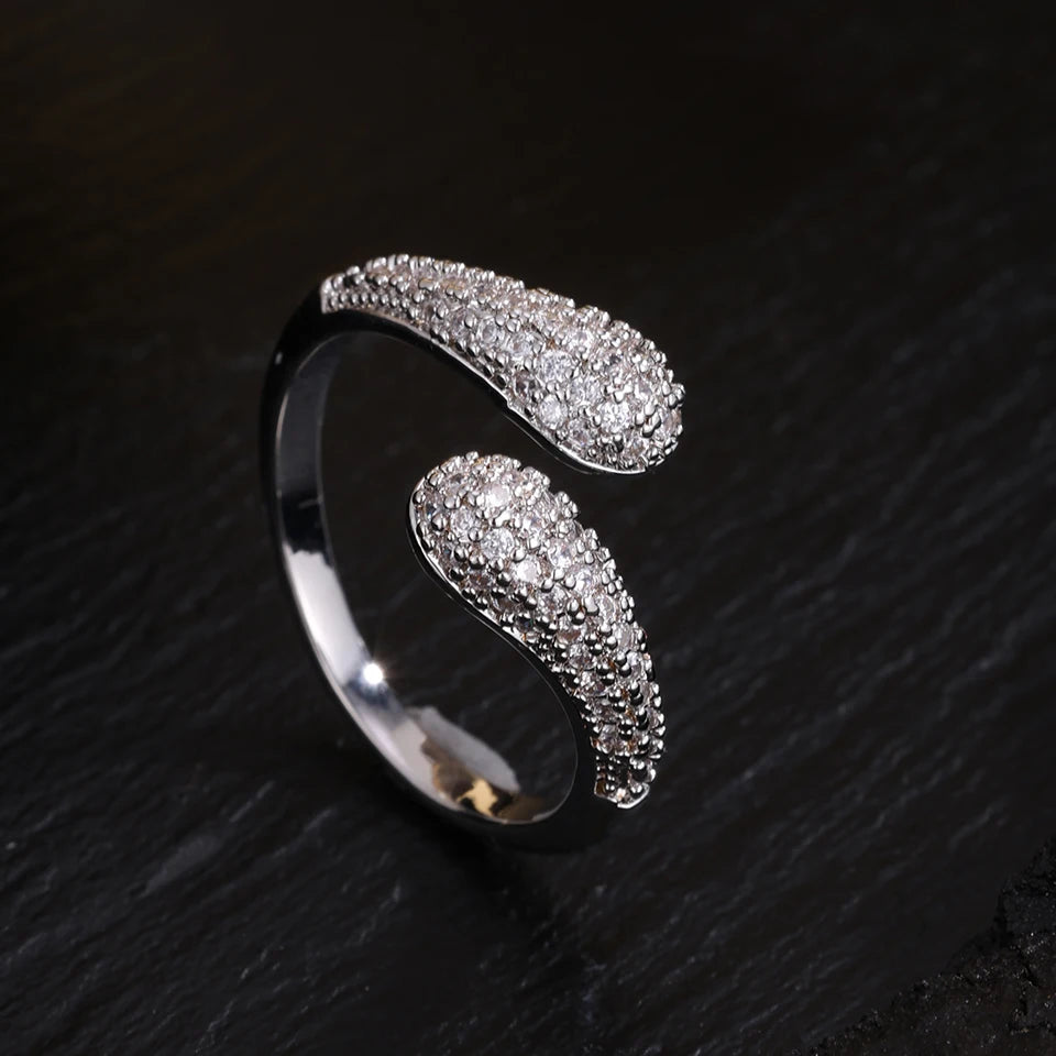 New Arrival Sparkling Zircon Brilliant Adjustable Open Engagement Ring