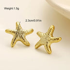 Geometric Starfish Gold & Silver Color Stud Earrings, 2 Pcs/Set