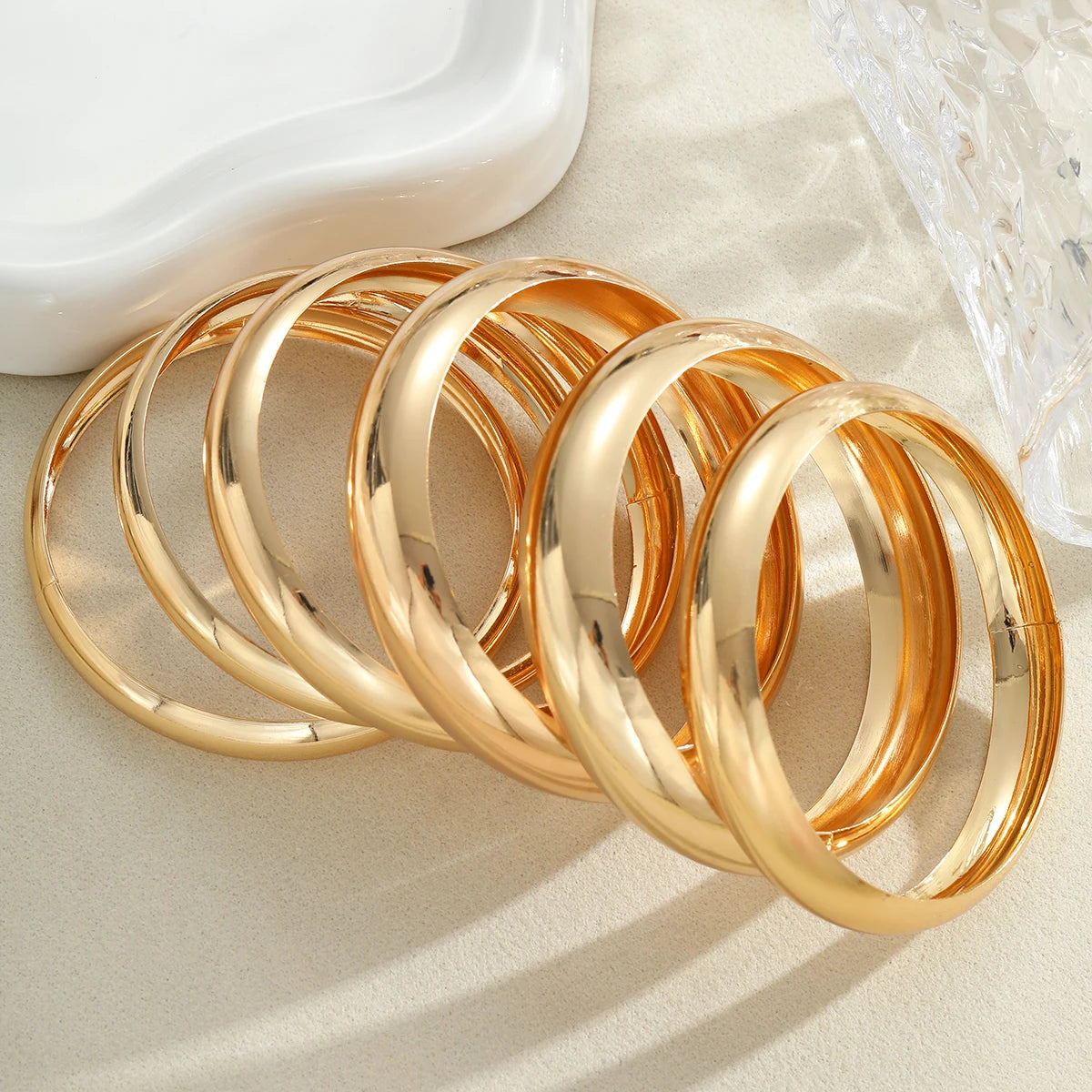 Vintage Chunky Smooth Metal Cuff Bangles Set